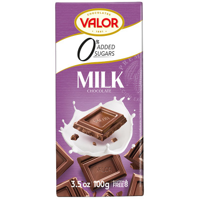 VALOR Milk Chocolate 0% added Sugar