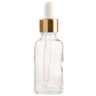 Essentially Natural Clear Glass Aromatherapy Bottle with Pipette - White & Gold Collar