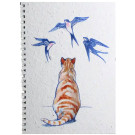 Growing Paper Cat Watching Bird Notebook