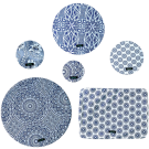 Greenie Food Cover Shweshwe - Blue on White 6 Pack