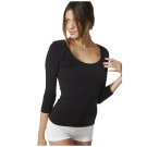 Boody Bamboo 3/4 Sleeve Scoop Top - Black