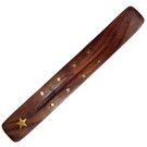 Flat Wooden & Brass Inlay Incense Holder
