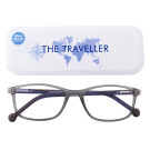 Traveller Jet 2 Blue Block Reading Glasses Grey Plano