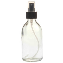 Essentially Natural Clear Glass Generic Bottle with Atomiser Spray - Black
