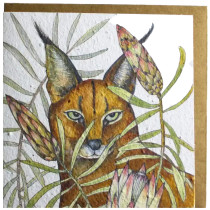 Growing Paper Caracal & Sugarbush Greeting Card