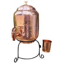 Just Copper Dimple Copper Water Dispenser with Cup & Stand 
