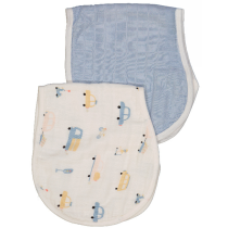 Maccie  2-in-1 Burp Cloth + Bib - Beep Beep / Blue
