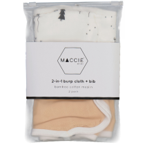 Maccie 2-in-1 Burp Cloth + Bib - Scandi Animals / Beige 