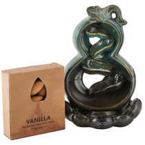 Oco Life Handcrafted Ceramic Infinity Waterfall Burner with Backflow Incense Cones