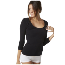 Boody Bamboo 3/4 Sleeve Scoop Top - Black