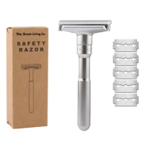 The Great Living Co Premium Double Edge Adjustable Levels Safety Razor Plus Blades