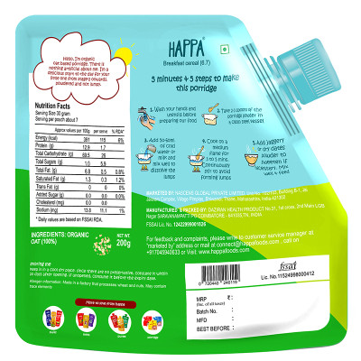 Buy Happa Cereal Oatmeal Online | Faithful to Nature