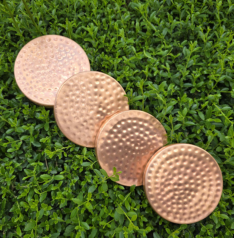 Buy Just Copper Dimple Copper Coaster with Wooden Backing Online ...