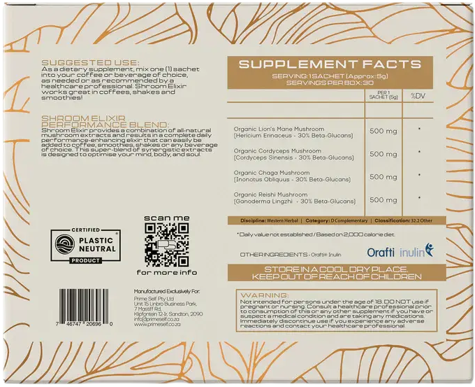 Buy PrimeSelf Shroom Elixir Sachets 30s Online | Faithful to Nature