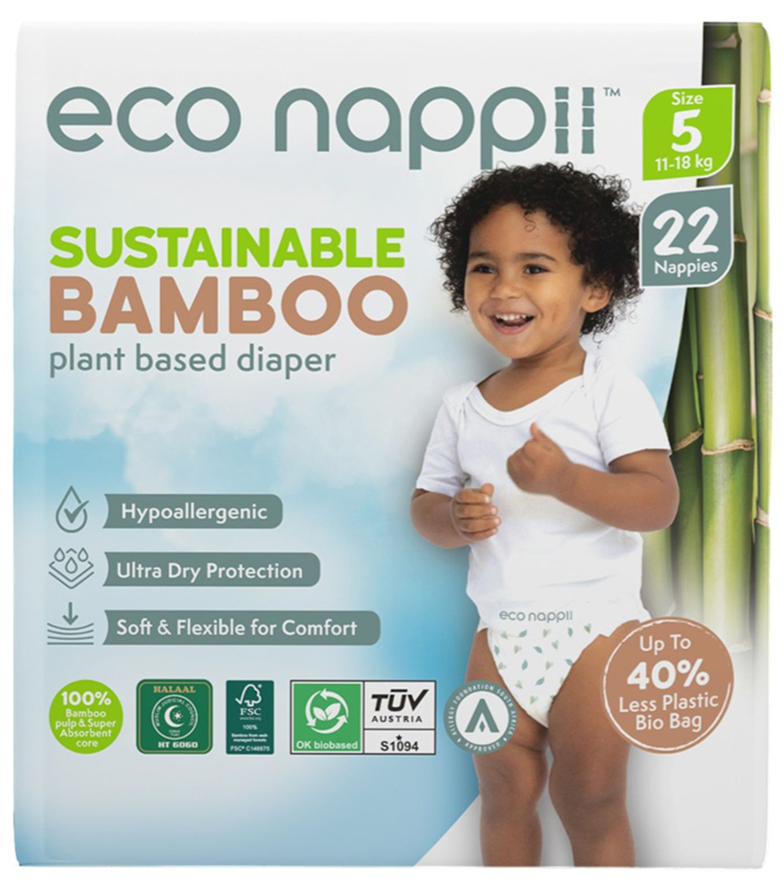 Buy Eco Nappii Bamboo Nappies 5 (11-18KG) / Single Sprout Online