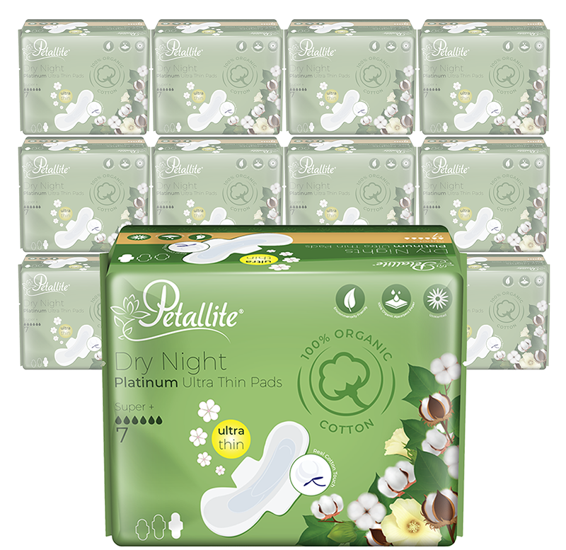 Buy Petallite Organic Sanitary Pads - Night x 12 Online | Faithful